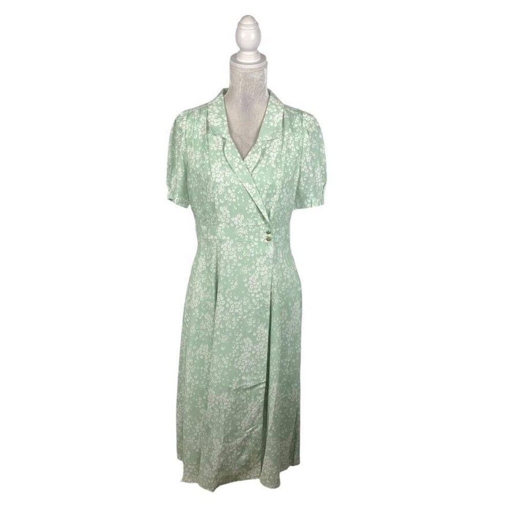 Mint Green Floral Midi Dress